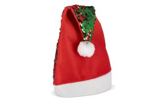 Zweifarbige Pailletten-Weihnachtsmütze, grün Grün, rot