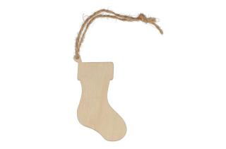 Strumpfförmiges Weihnachtsornament aus Holz 