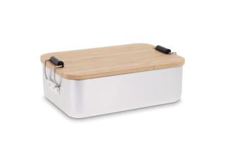Lunch box aluminium with bamboo lid 