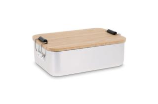 Lunch box aluminium with bamboo lid 