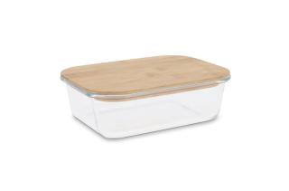 Lunch box glass with bamboo lid Transparent