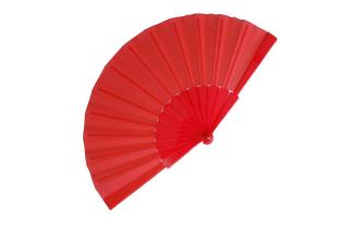 Hand fan plastic &amp; polyester Red