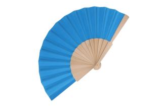 Hand fan wood &amp; R-PET Light blue