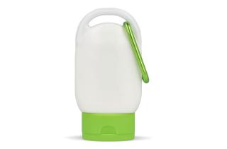 Sonnenschutzlotion mit Karabiner SPF30 aus recyceltem Material 30ml Hellgrün