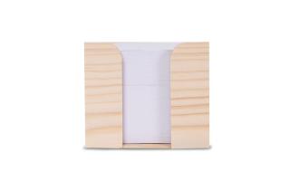 Zettelblock aus Holz, recycelt 10x10x8.5cm Hellbraun