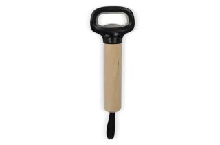 Bottle opener with wooden handle and strap 
