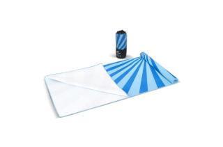 R-PET quick dry beach towel 100x180cm with pouch (200g/m²) sublimation Aztec blue