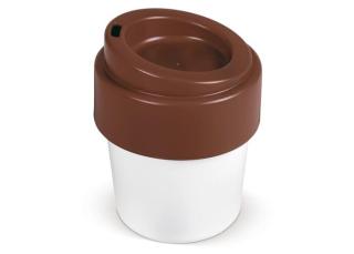 Coffee cup Hot-but-cool with lid 240ml White/brown