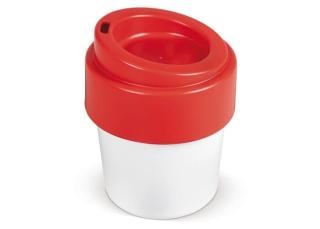 Heiß-aber-cool Kaffeebecher mit Deckel 240ml Weiß/rot