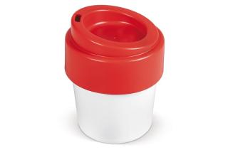 Coffee cup Hot-but-cool with lid 240ml White/red