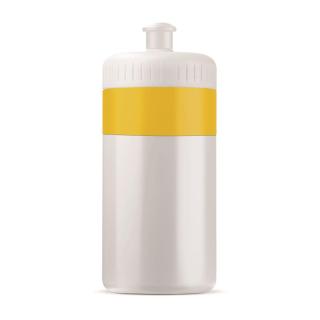 Sportflasche mit Rand 500ml Weiß/gelb