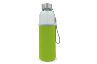 Trinkflasche aus Glas mit Neoprenhülle 500ml, grün Grün,transparent