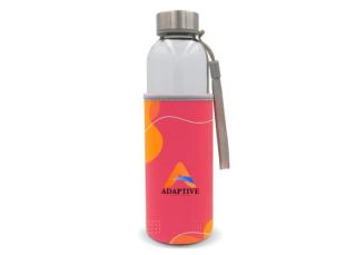 Water bottle glass with custom made sleeve 500ml 