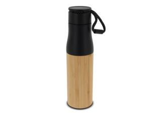 Thermo bottle with rope bamboo 500ml Black