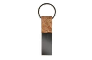 Keyring Cork & Metal rectangular 