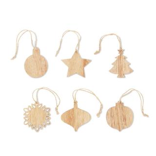 CHRISET Set of wooden Xmas ornaments 