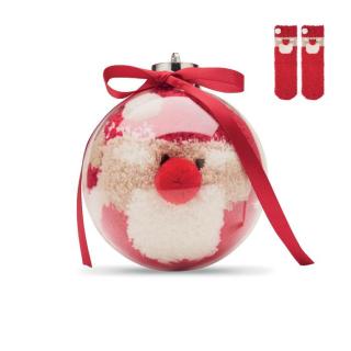 SNUG M Santa socks in bauble ornament 