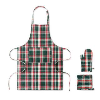 SANTAPRON Chequered cotton kitchen set 