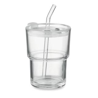 SIP Glass tumbler with straw 400ml 