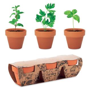 FLOWERPOT Terracotta 3 herb pot set 