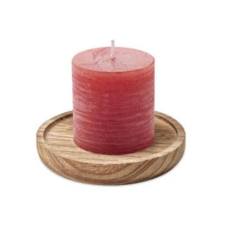 PENTAS Candle on round wooden base 