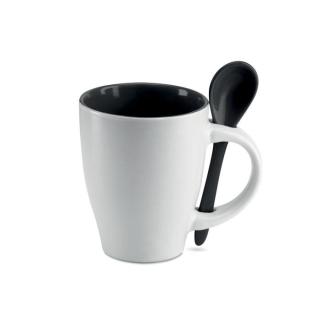 DUAL Bicolour mug with spoon 250 ml Black