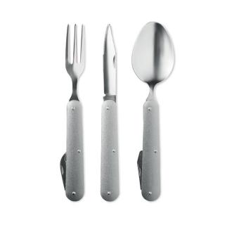 3 SERVICE 3-piece camping utensils set Flat silver