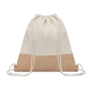 INDIA Drawstring bag w/ jute details Fawn