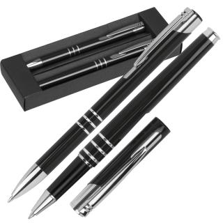 Writing set with ball pen and rollerball pen 