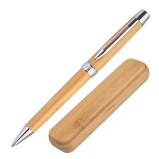 Bamboo pen with twist in bamboo case 