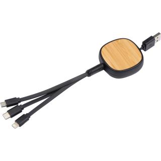 retractable charging cable with bamboo decoration 