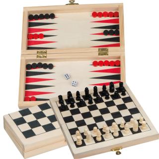 Backgammon - Schach -Dame Spiel Beige