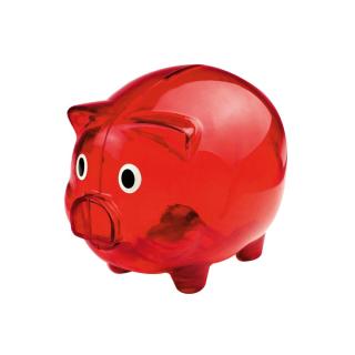 Transparent piggy bank Red