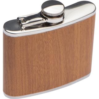Stainless steel hip flask with wooden coating 