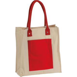 Canvas shopper with long handles RODOLFO Red