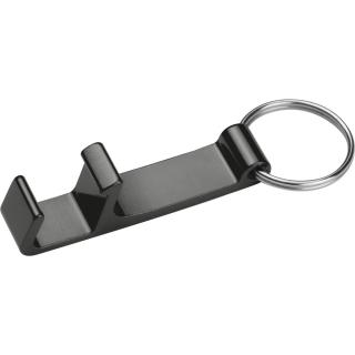 Metal keyring with bottle and can opener 