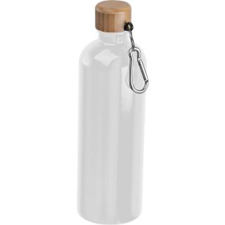 Edelstahltrinkflasche mit Karabiner, 750ml Weiß