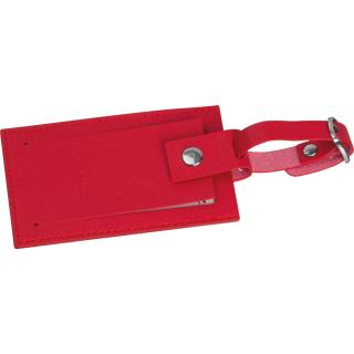 Faux leather luggage tag Red