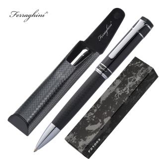 Ferraghini ball pen with twist mechanism with cloth cover in artificial leather case 