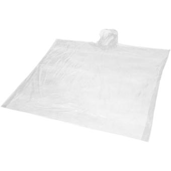 Ziva disposable rain poncho with storage pouch White