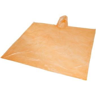 Ziva disposable rain poncho with storage pouch Orange
