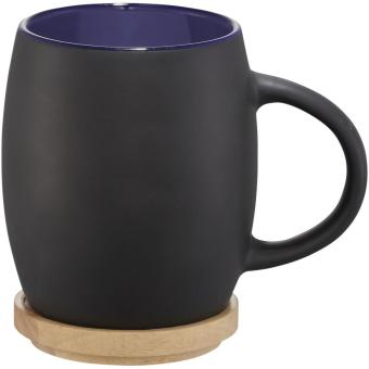 Hearth 400 ml ceramic mug with wooden coaster Black