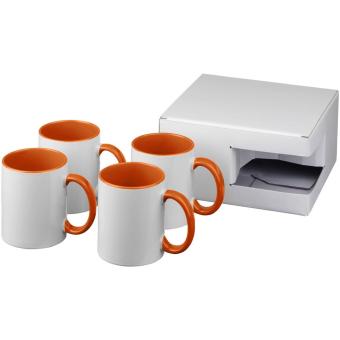 Ceramic Geschenkset mit 4 Bechern mit Sublimationsdruck Orange