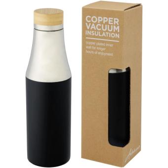 Hulan 540 ml copper vacuum insulated stainless steel bottle with bamboo lid Black