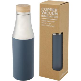 Hulan 540 ml copper vacuum insulated stainless steel bottle with bamboo lid Skyblue