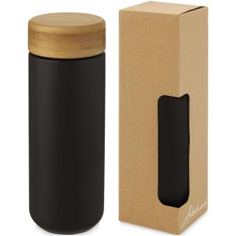 Lumi 300 ml ceramic tumbler with bamboo lid Black