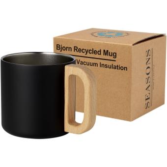 Bjorn 360 ml RCS certified recycled stainless steel mug with copper vacuum insulation Black