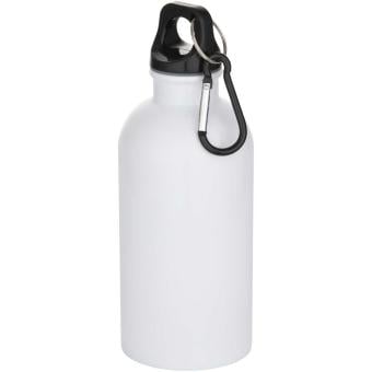 Oregon 400 ml sublimation RCS recycled single wall stainless steel water bottle with carabiner White