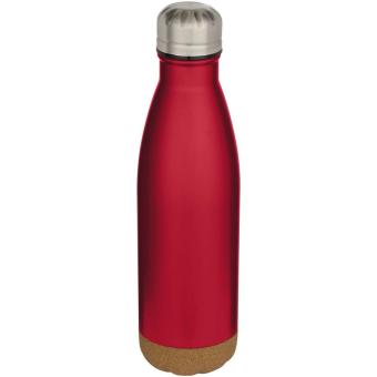 Cove 500 ml doppelwandige, vakuumisolierte Trinkflasche aus Edelstahl mit Korkdetails Rot