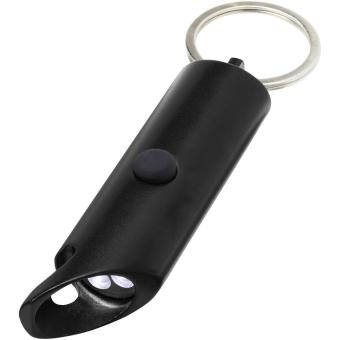 Flare RCS recycled aluminium IPX LED light and bottle opener with keychain Black
